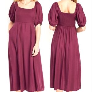NWT Old Navy Fit & Flare Crepe Midi Dress Purple Size XS
